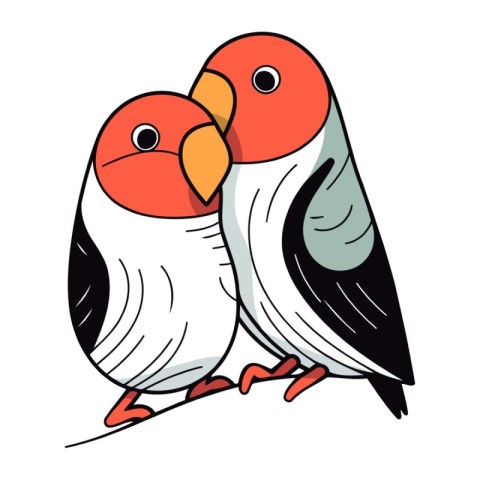 Two parrots isolated on a white background. Vector illustration