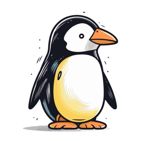 Penguin vector illustration. Cute cartoon penguin character.