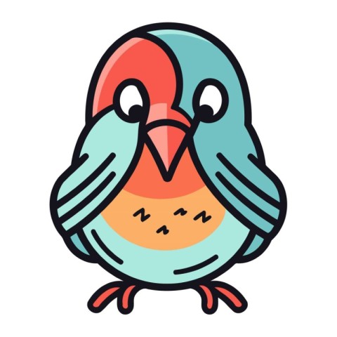 Cute cartoon bird. Vector illustration of a cute little bird.