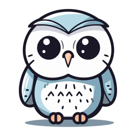 Cute owl cartoon character. Vector illustration isolated on whit