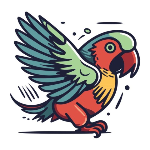 Parrot vector illustration. Isolated parrot on white background.