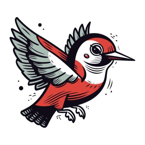 Vector hand drawn illustration of a red backed woodpecker.