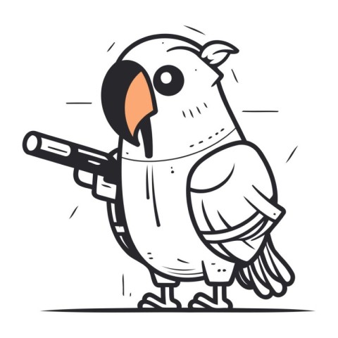 Cartoon parrot with a gun. Vector illustration of a cartoon parr