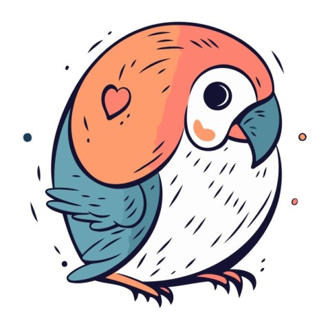 Cute cartoon parrot. Hand drawn vector illustration isolated on