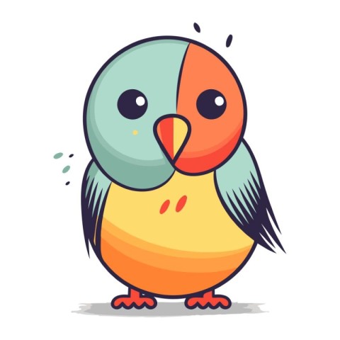 Cute cartoon parrot. Vector illustration. Isolated on white back