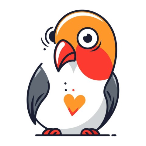 Cute cartoon parrot. Vector illustration. Isolated on white back