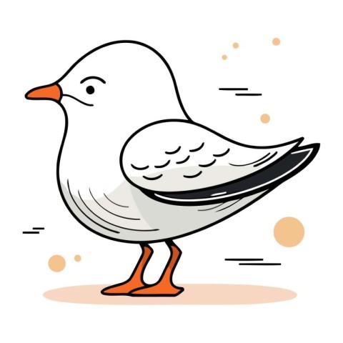 Vector illustration of a seagull on white background. Flat style