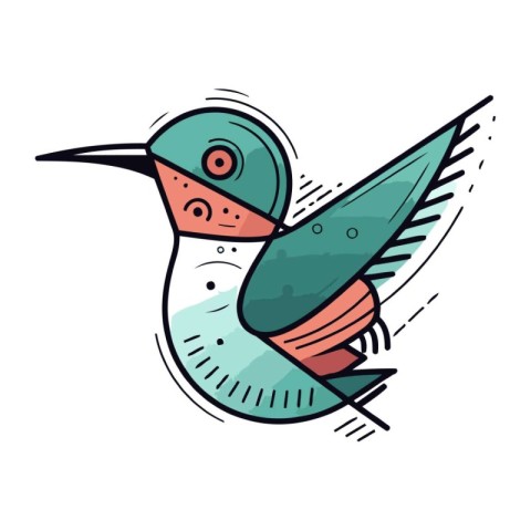 Hummingbird cartoon doodle icon. Hand drawn vector illustration.