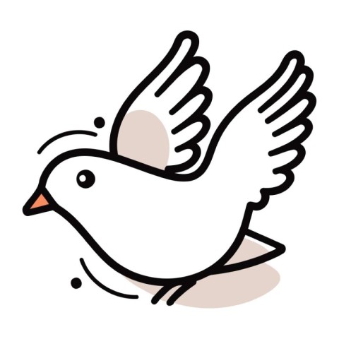 Vector illustration of a white dove with wings in a flat style.