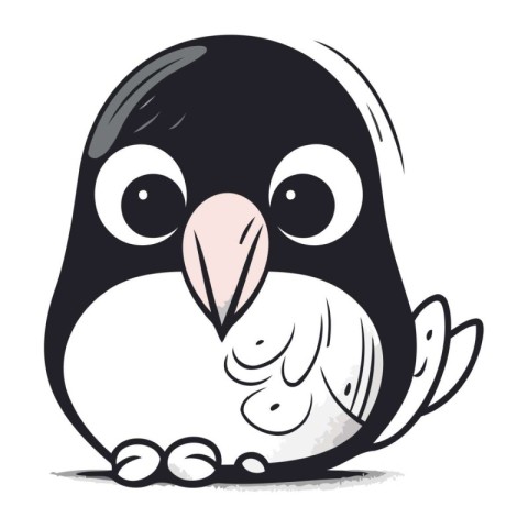 Cute penguin isolated on a white background. Vector illustration