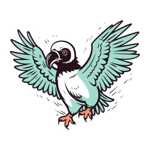 Pigeon in flight. Vector illustration of a flying bird.