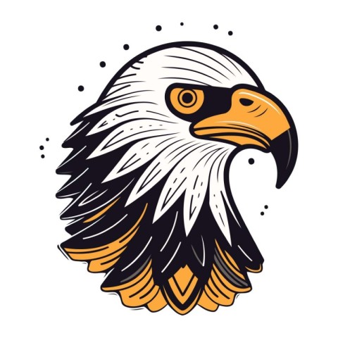 Eagle head. Vector illustration in vintage style. Isolated on wh