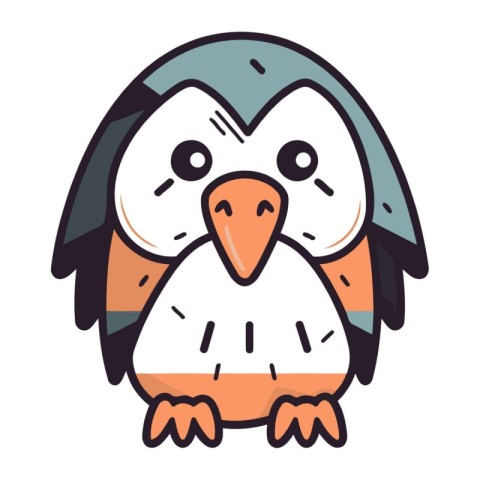 Cute cartoon penguin. Vector illustration on a white background.