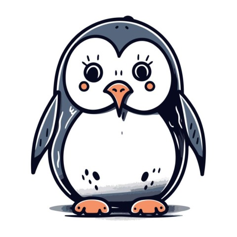 Cute cartoon penguin on a white background. Vector illustration.