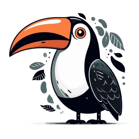 Cartoon toucan on white background. Hand drawn vector illustrati