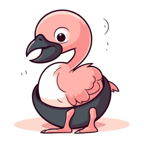 Flamingo Bird Cartoon Character Vector Illustration. Isolated On