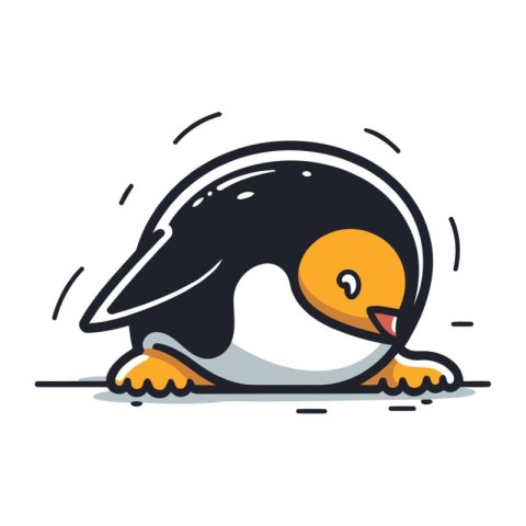 Cute cartoon penguin. vector illustration isolated on white back