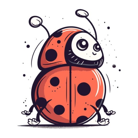 Cute cartoon ladybug. Hand drawn vector illustration isolated on