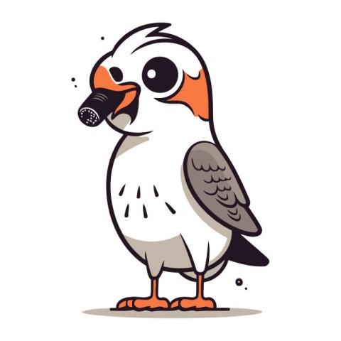 Cartoon illustration of a cute bird. Vector illustration on whit