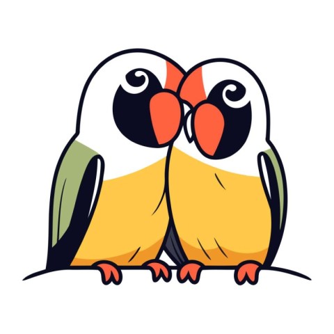 Cute parrots isolated on a white background. Vector illustration