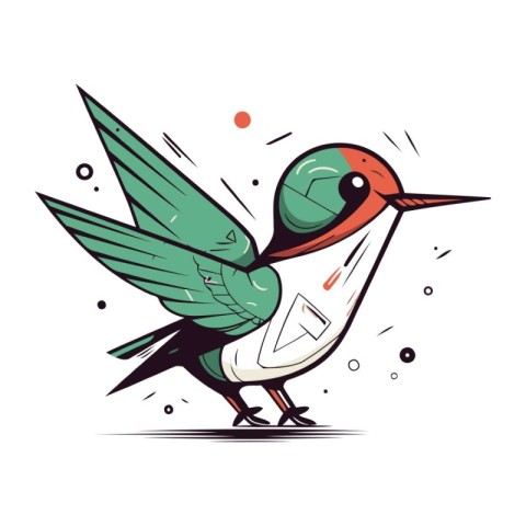 Vector illustration of a cute cartoon swallow bird isolated on w