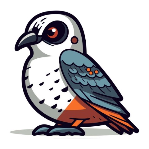 Vector illustration of a bird in cartoon style on a white backgr