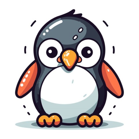 Cute cartoon penguin. Vector illustration isolated on white back