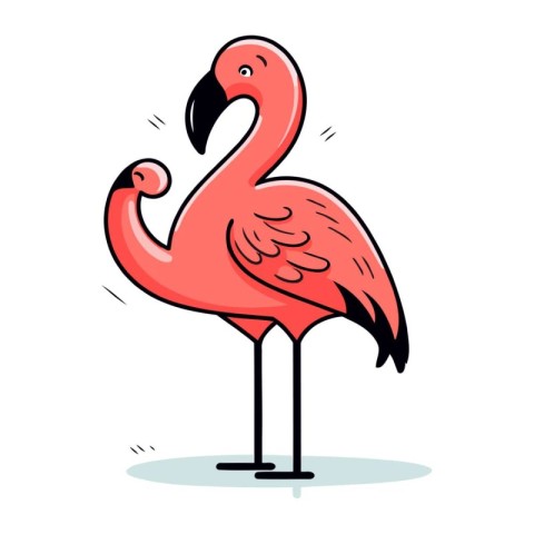 Flamingo. Vector illustration of a flamingo. Cartoon style.