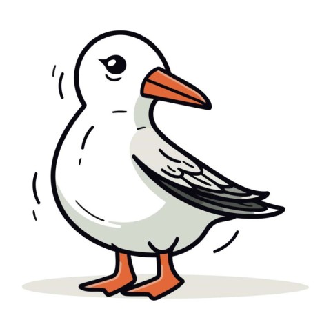 Seagull on white background. Vector illustration in cartoon styl