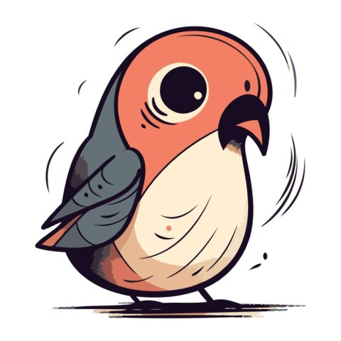 Vector illustration of a cute little bullfinch on white backgrou