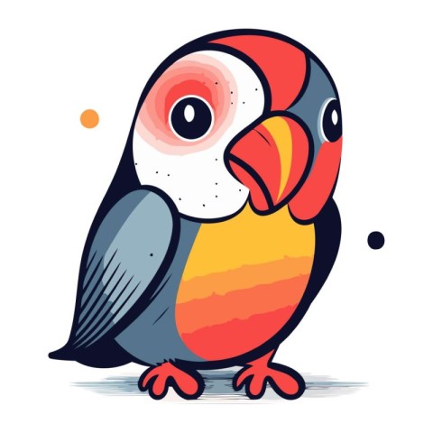 Vector illustration of a cute parrot isolated on a white backgro