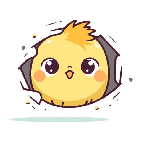 Cute chick peeking out of the hole. Vector illustration.