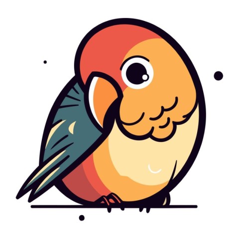 Vector illustration of cute cartoon parrot isolated on a white b