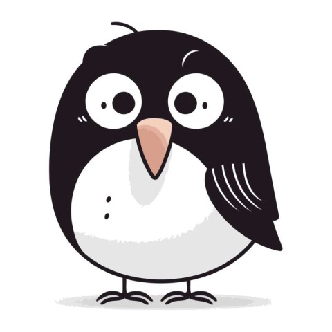 Cute cartoon penguin. Vector illustration isolated on white back