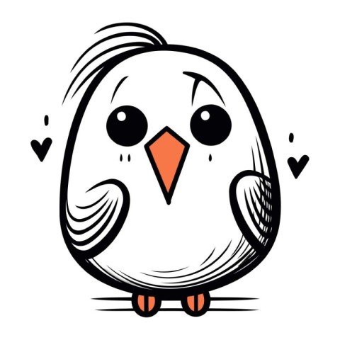 Cute cartoon bird. Vector illustration isolated on a white backg