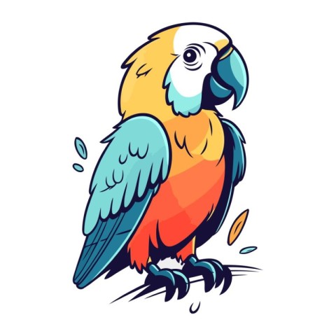 Cute parrot isolated on a white background. Vector illustration.