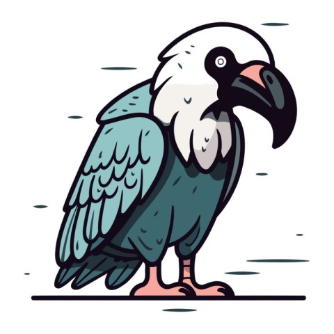 Vector illustration of a vulture on white background. Cartoon st