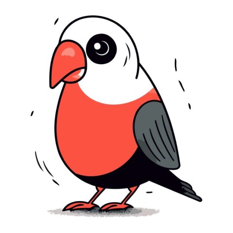 Vector illustration of a cute cartoon bullfinch on white backgro