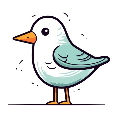 Cute cartoon seagull. Vector illustration of a bird.