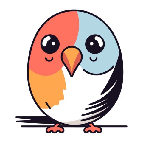 Cute cartoon bird isolated on a white background. Vector illustr