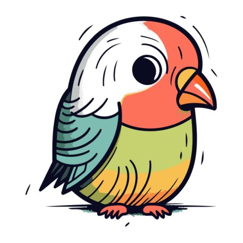 Illustration of a cute cartoon parrot on a white background.