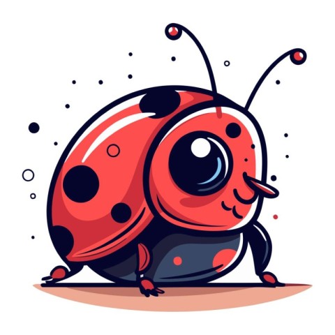 Ladybug cartoon vector illustration. Isolated ladybug on white b