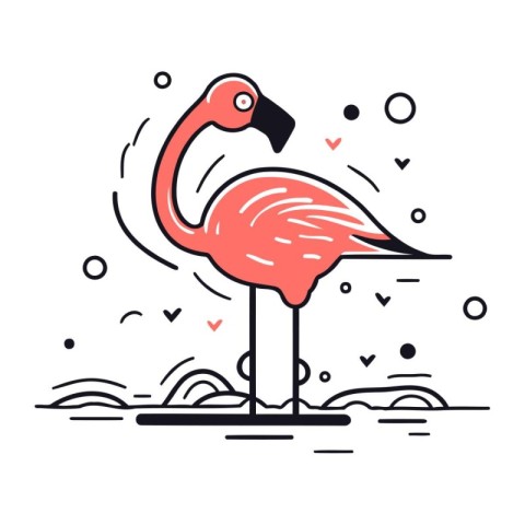 Flamingo. Vector illustration. Isolated on white background.