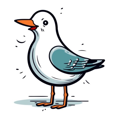 Seagull vector illustration. Hand drawn cartoon seagull.