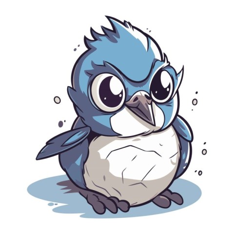 Illustration of a Cute Blue Bird with a Ball on a White Backgrou