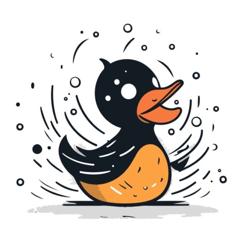 Duck doodle icon. Vector illustration of cute duck.