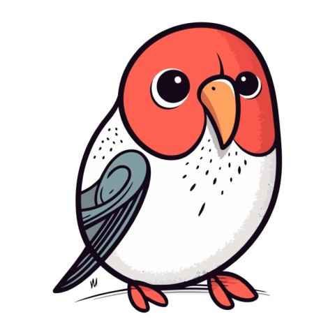 Vector illustration of a cute cartoon bullfinch on a white backg