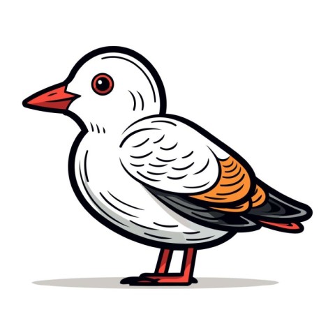 Cute seagull isolated on white background. Vector illustration.