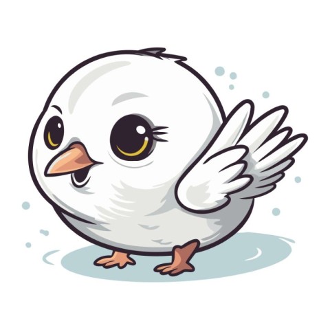 Cute cartoon bird. Vector illustration isolated on a white backg