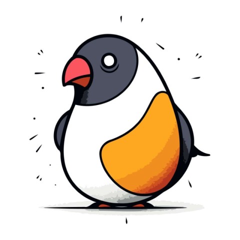 Cute cartoon penguin isolated on white background. Vector illust